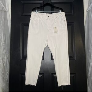 Good American Good Petite Skinny White Jeans Size 20 NWT Raw Hemline